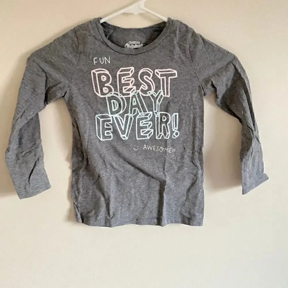 Oshkosh Gray Best Day Every Gray Long Sleeve Tee Size 5